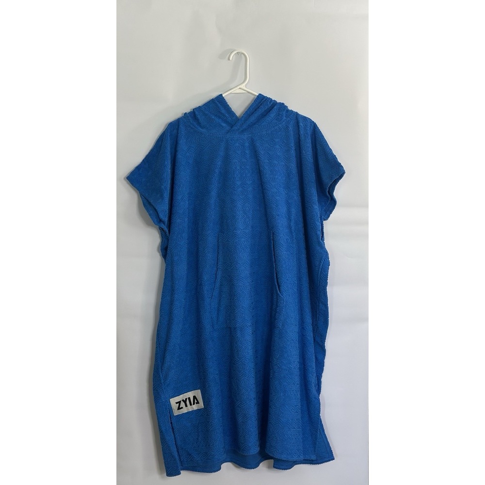 ZYIA Active Blue Broadbeach Surf Poncho Small Terry Cloth Beach Cover Up NWT